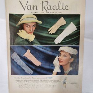 Vintage magazine print advertising 1950s gloves Van Raalte
